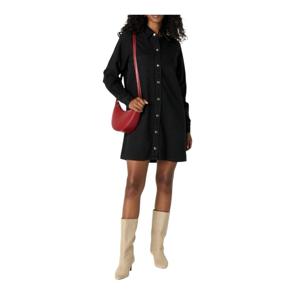NWT! The Drop Black Denim Katerina Button-Up Long Sleeve Dress. Size Small. - Picture 3 of 12